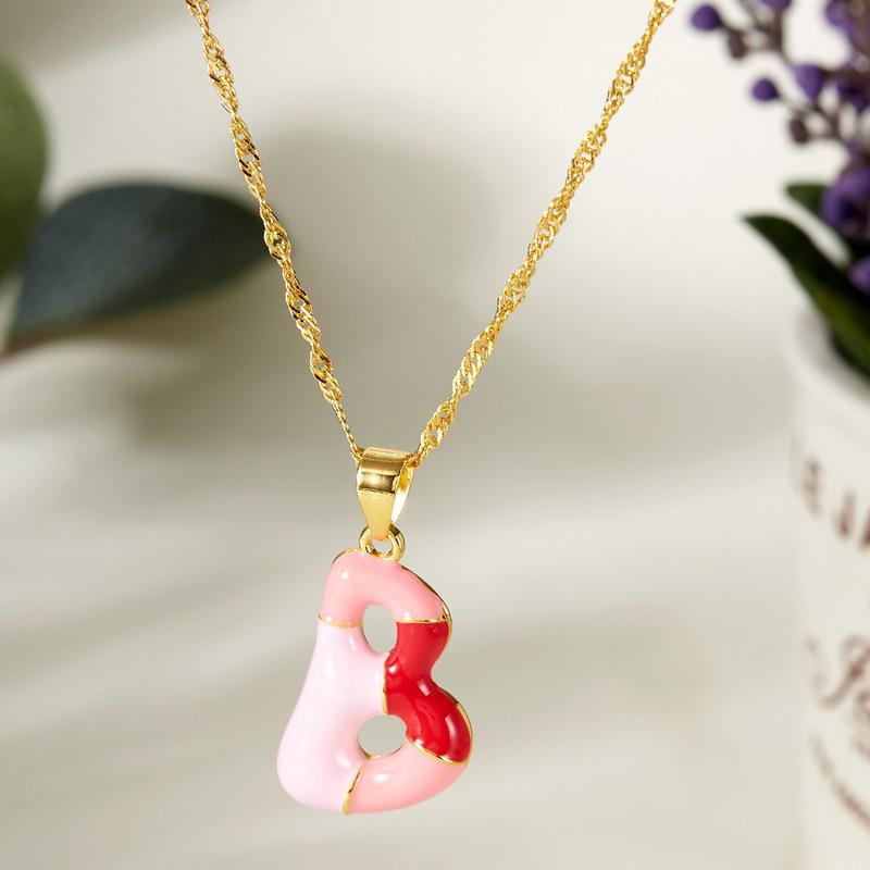 Colorful Bubble Initial Pendant Necklace - 26 Letter Clavicle Chain Jewelry