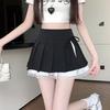 Women's Summer 2026 A-Line Lace Pleated Skirt - High Waist, Trendy Culottes Style