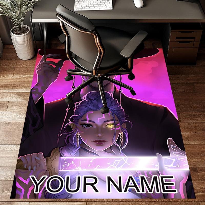 Custom KPop Demon Hunters Mat Personalized Name, Polyester Washable Indoor Entryway Rug, Gift for Christmas, Easter, Thanksgiving Day