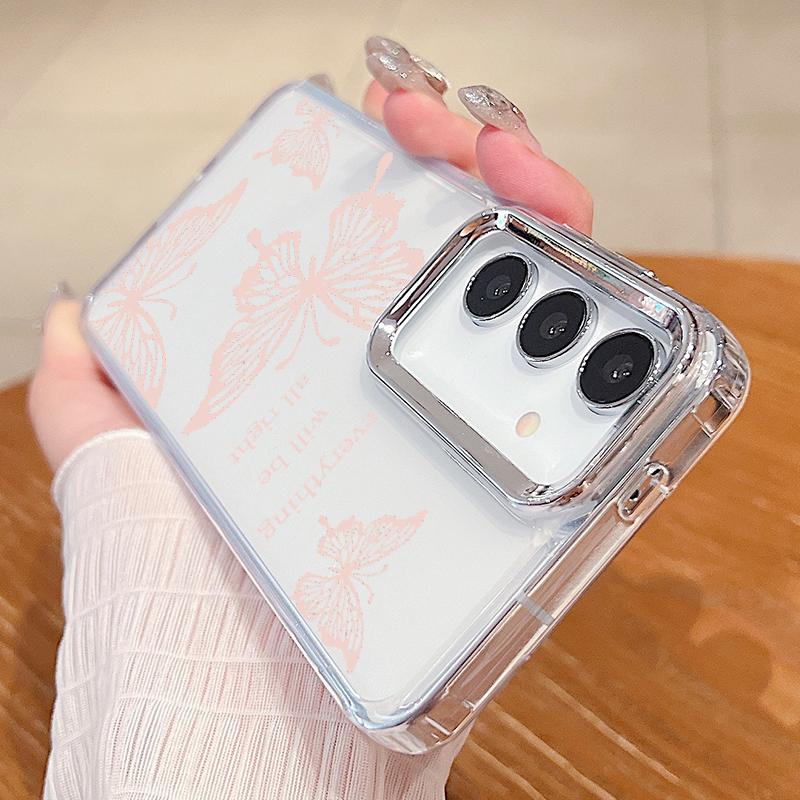 Beautiful Butterfly Pattern Clear Case For Samsung S24 FE S23 S22 Ultra A55 A54 A35 A34 A14 Lens Protection Shockproof Soft Transparent Phone Cover