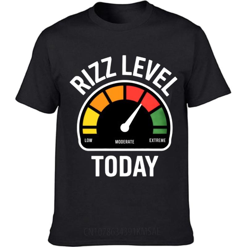 Mens Unisex Comfort Tshirt Plus Size Summer For Her T Shirt Rizz Level Gauge Today Short Sleeve Travel O Neck Tee Shirt