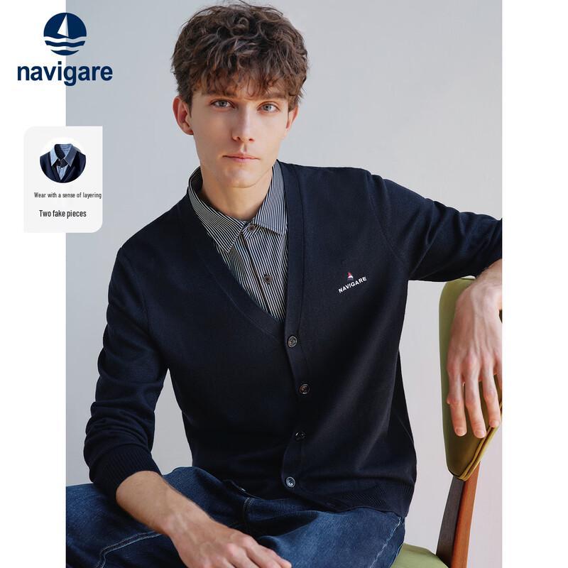 Navigare Men's Faux Layered V-Neck Knit Sweater