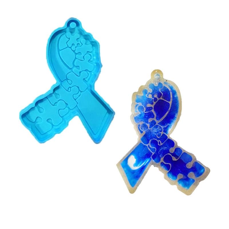 Awareness Ribbon Keychain Epoxy Resin Silicone Molds Pendant Charm Jewelry Casting Polymer Clay Keychain Making