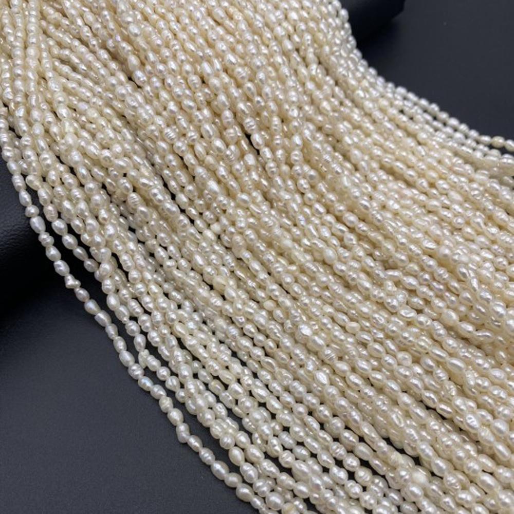 1String, White Natural Freshwater Pearls, Rice-shaped Pearl Beads, 2.8–3.2 mm, for DIY Necklace Bracelet, Jewelry Making, Birthday Party Crafts, 36cm