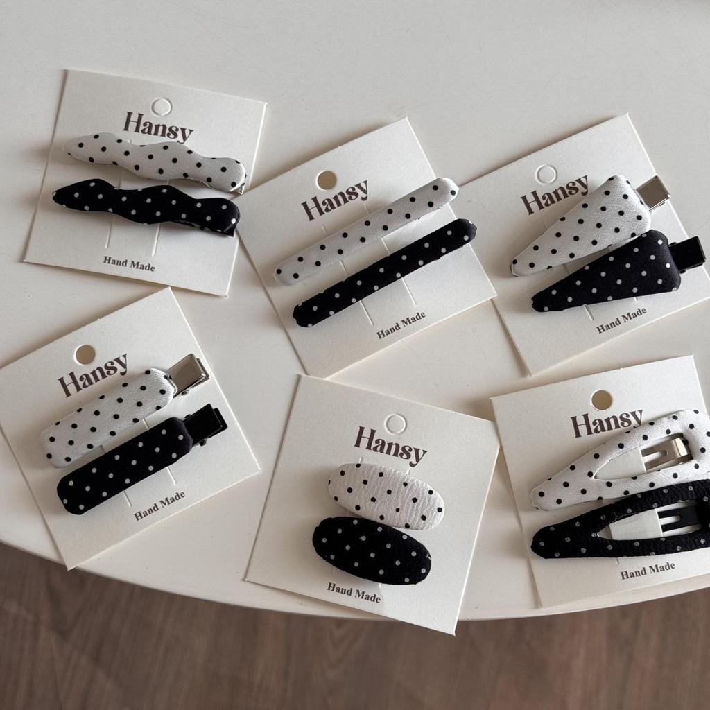French Black & White Polka Dot Bow Hair Claw – Versatile Fashion Shark Clip