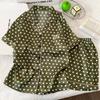 Mori Color Matching Small Dot Ice Silk Pajamas Women'S Summer Short-Sleeved High-End Loungewear Set