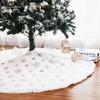 90/122cm Christmas Tree Skirt Faux Fur Carpet Snowflake White Plush Mat for Home Xmas Tree New Year Decor Noel Apron Ornament