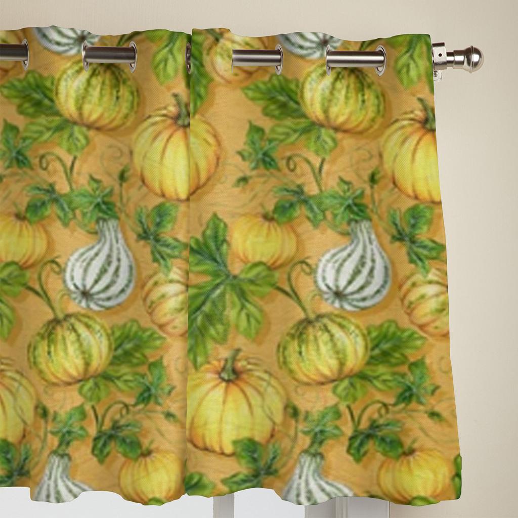 Kürbis Aquarellmuster Fenster Vorhang für Wohnzimmer Schlafzimmer Dekoration Vorhänge Luxus Küchen Raffgardinen