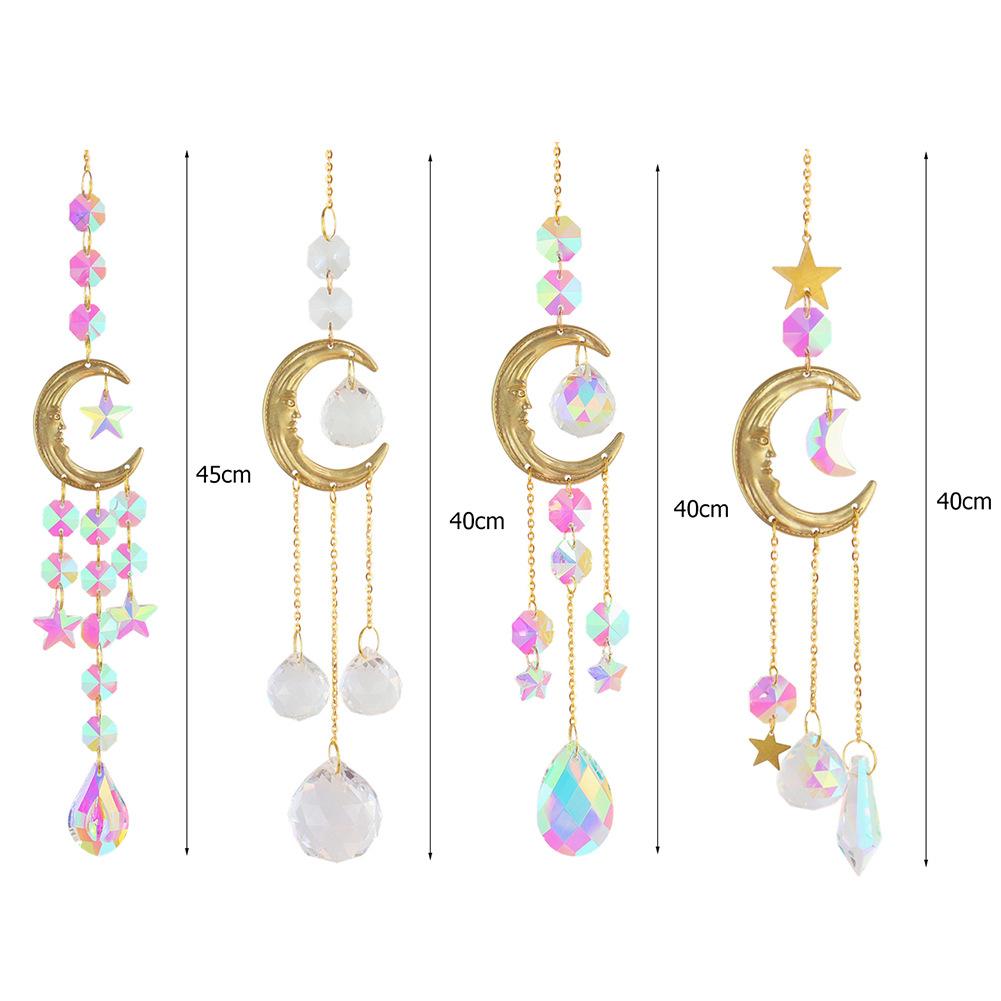 Moon Crystal Suncatchers Hanging Wind Chime Style Garden Suncatcher Rainbow Maker Handmade Gold Sun Catcher Pendant Home Decor