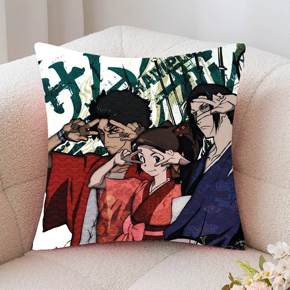 Vintage Samurai Champloo Anime Pillow Case Fashion Square Pillowcase Bedroom Sofa Room Ins Decoration Leisure