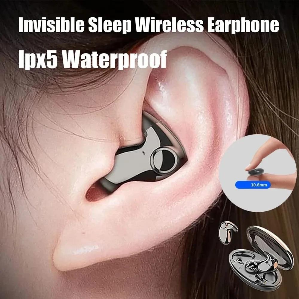 

Невидимые беспроводные наушники для сна TWS Bluetooth 5,3, скрытые наушники IPX5, водонепроницаемая спортивная гарнитура с шумоподавлением телесный