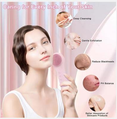 Sonic IPX7 Waterproof Facial Cleansing Brush Device Silicone Face Scrubber Exfoliator Cleaner Vibration Massager Deep Cleansing
