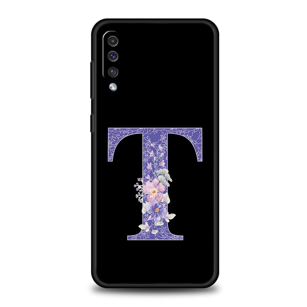 Letters Purple Flower Phone Case For Samsung Galaxy A56 A36 A26 A34 A17 A16 A06 A14 A12 A54 A72 A24 A22 A70 A52 A50 A40 A32Cover
