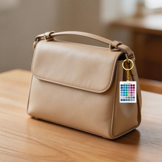 Pendentif Porte-clés Acrylique Motif Chromatogramme d'Été Porte-clés Portable avec Chaîne Métallique Accessoire Léger pour Sac à Dos
