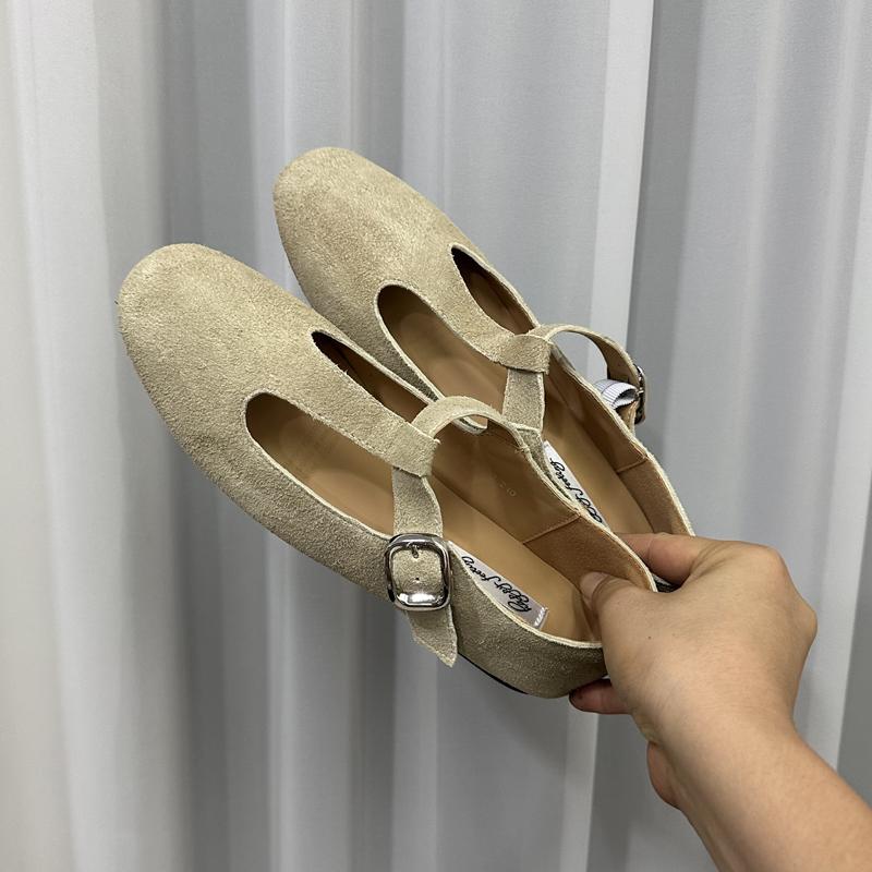 Fashion SUOJIALUN 2025 Autumn New Brand Women Flat Shoes Fashion Cow Suede Ladies Casual Mary Jane Shoes Soft Flat Heel Dress Single Sh