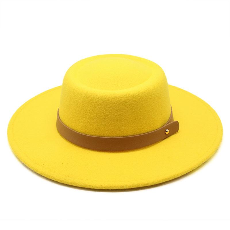 New ring-shaped flat-top wool felt big-brimmed top hat for men and women, concave-convex top, European and American fashion flat-top woolen top hat