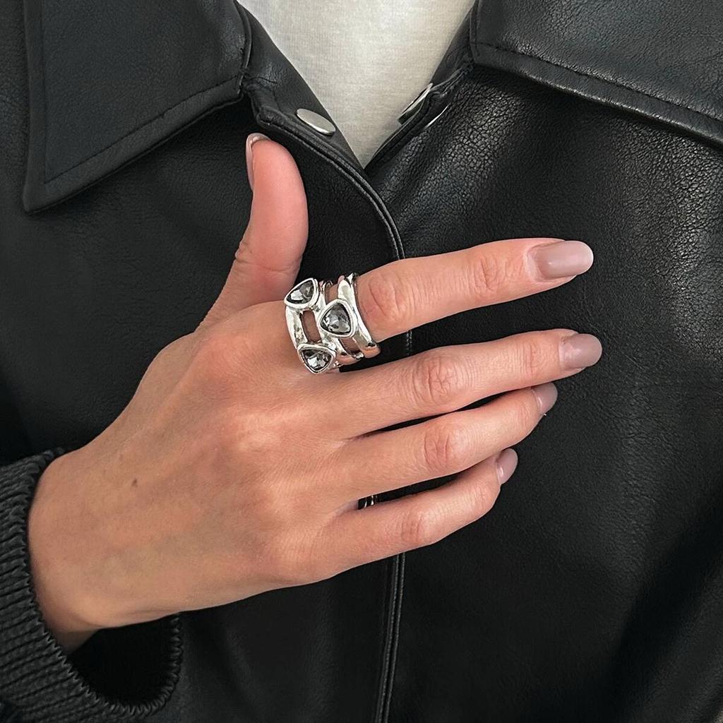 Salircon Elegancka nieregularna bransoletka z akrylowymi cyrkoniami, otwarta obrączka dla kobiet, koreańska moda, geometryczna, regulowana, biżuteria na imprezę, prezent