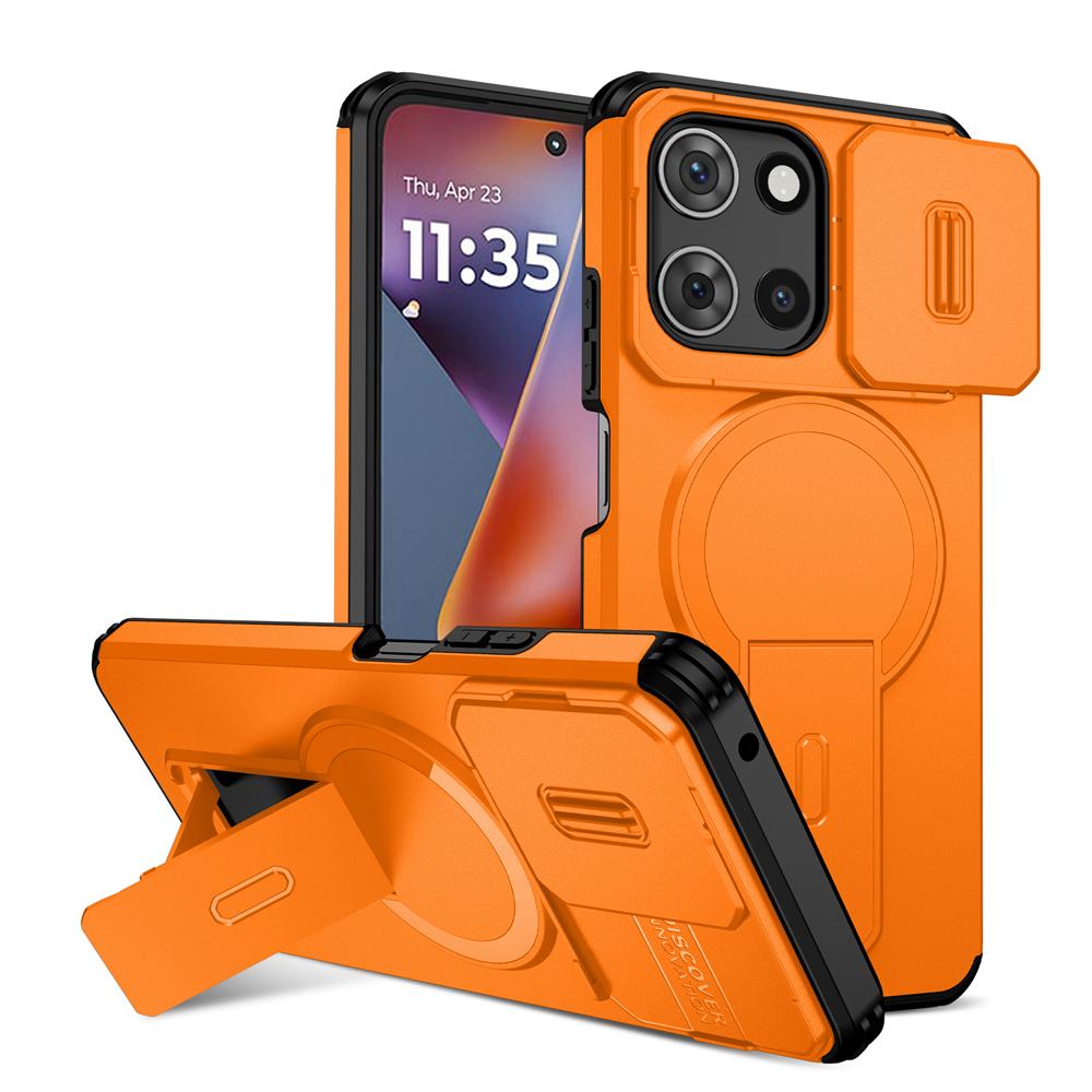 KEYSION Shockproof Armor Magnetic Case for Motorola MOTO G 5G 2025 Slide Camera Protection Kickstand Phone Cover for Edge 2025