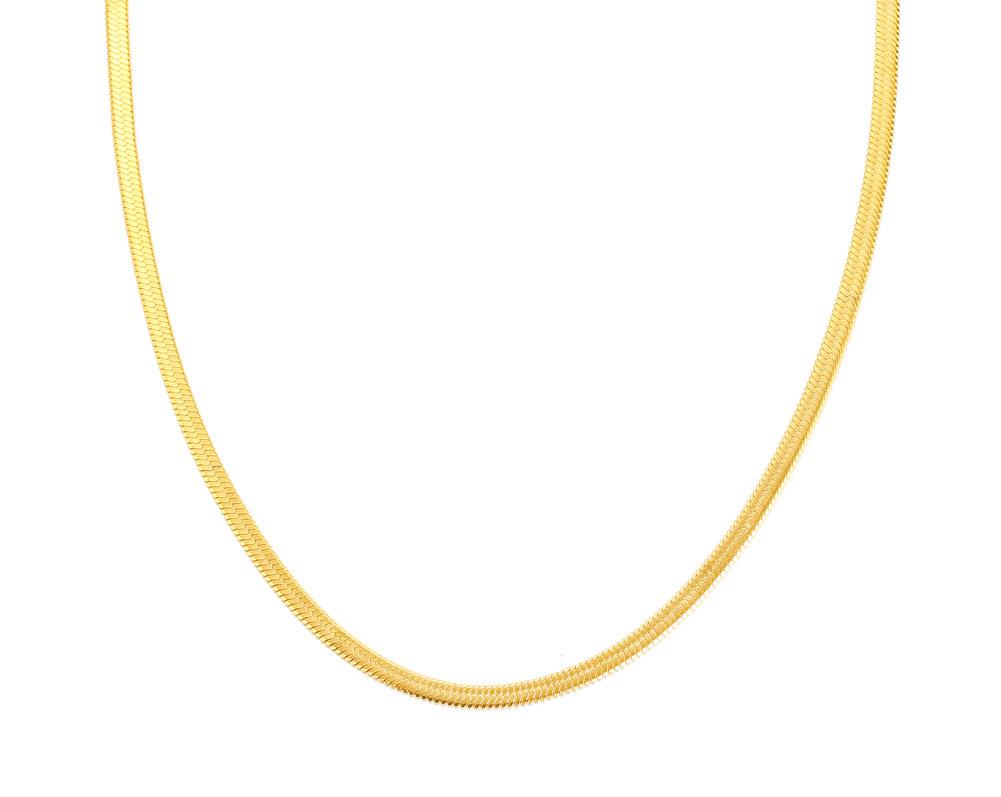 High End 18K Gold Plated Herringbone Choker Necklace Snake Stainless Steel Necklace