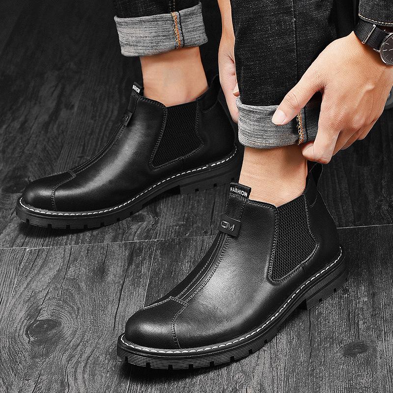 Men's Trendy Martin Boots: Versatile Retro Chelsea Leather Work Shoes in British Style