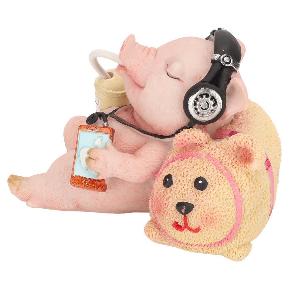 Lucky Pig Figurine Pink Resin Pig Art Collectible Figurines Pig Decor  Tabletop Decoration