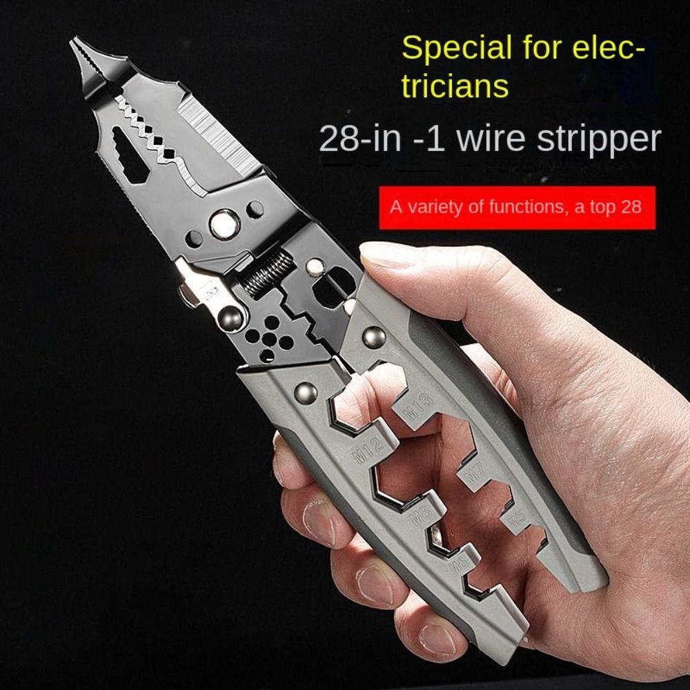 New High-carbon Steel Wire Stripping Pliers 28 in 1 Multifunctional Wire Stripping Tool Hand Tools Non-Slip Pincers Electrician