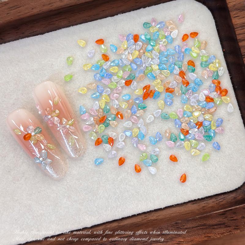 50Pcs Candy Color Ice Flower Nail Art Zircon Charms With Sparkling Effect For Home Diy Nail Salon Decoration