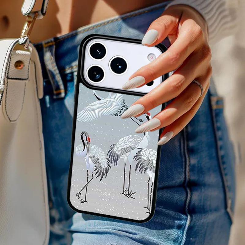 Red-crowned Crane Bird Phone Case For iPhone 17 Air 14 15 13 12 Max Cover For Apple 16e 11 Pro Max Plus Coque