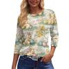 Women's Fashionable Casual Three-quarter Sleeve Easter Print Round Neck Pullover Top