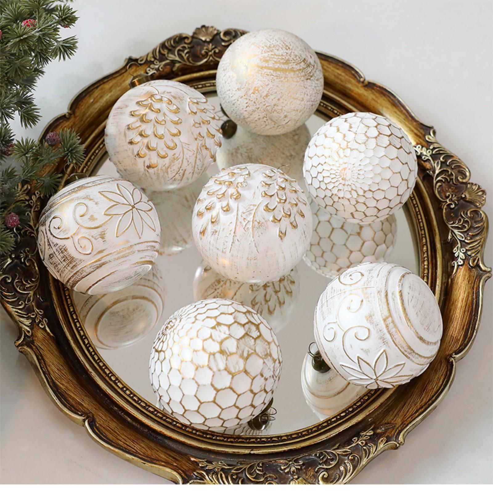 

8CM Antique Christmas Ball Set Of 12 Hanging Decorations For Christmas Tree Decoration And Scene Setup One Size белый