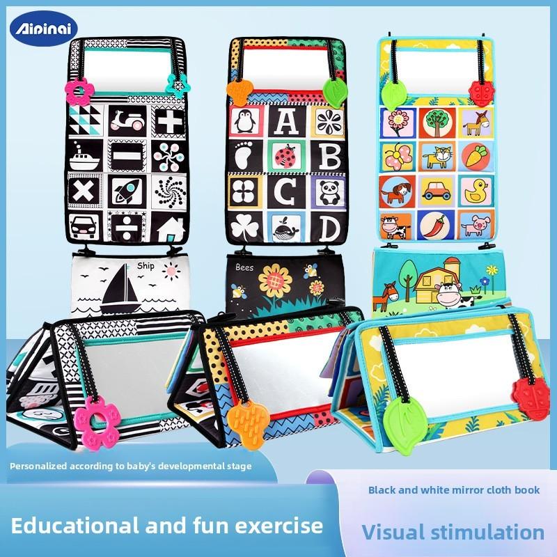 Baby Black White Mirror Cloth Book With Sensory Stimuli For Visual Development And Parent Interaction