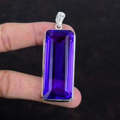 Faceted African Amethyst Pendant Original Gemstone Pendant Handmade Jewelry 925 Sterling Silver Pendant Statement Pendant Gifts for Mother
