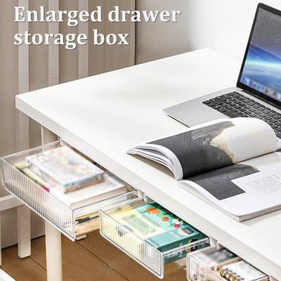 1PC Office Closet Under The Table Storage Drawer Slide Out Self-adhesive Drawer Storage Box Hidden Household Items
