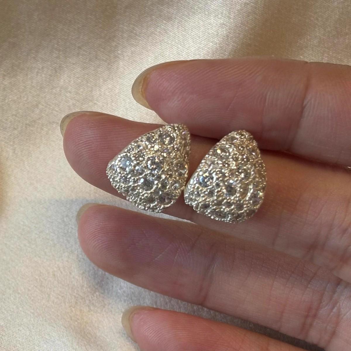 

High end irregular Hammer texture geometric inlay diamonds triangle earrings for women trendy fashion sparkling earring jewelry