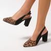 Moda Damskie Seksowne Wysokie Obcasy w Panterkę Moda Szpiczasty Czubek Gruby Obcas Sandały Lato Eleganckie Buty do Sukienki na Imprezę Duży Rozmiar 36-42