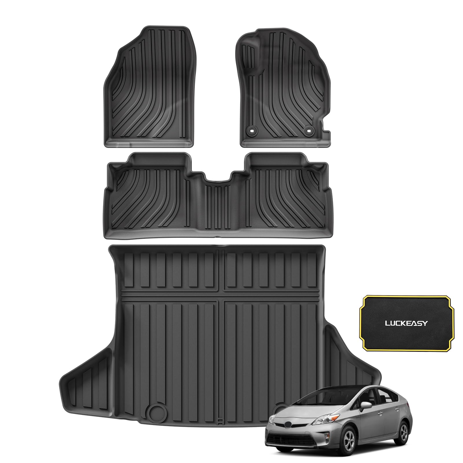 

LUCKEASY Комплект 3D ковриков для пола второго ряда и багажника для Toyota Prius 30 серии и поздний май 2009 декабрь. Изготовлены на заказ для Вашего. Эти 3D коврики для пола чёрный