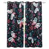 Watercolor Botanical Flowers And Raccoon Home Decor Window Curtains Bedroom Kitchen Curtain Panel Curtains for Living Room