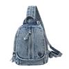 Vintage Denim Backpack Women's Multifunctional Crossbody Chest Bag Travel Backpack
