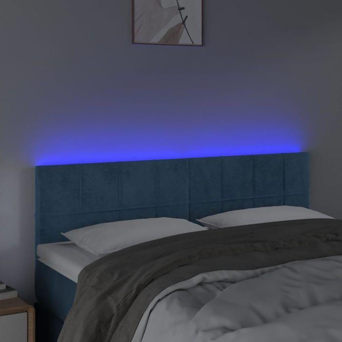 VidaXL Tête de Lit à LED Meuble de Chambre à Coucher Accessoire de Lit Double Tête de Cadre de Lit Intérieur Bleu Foncé 3121664