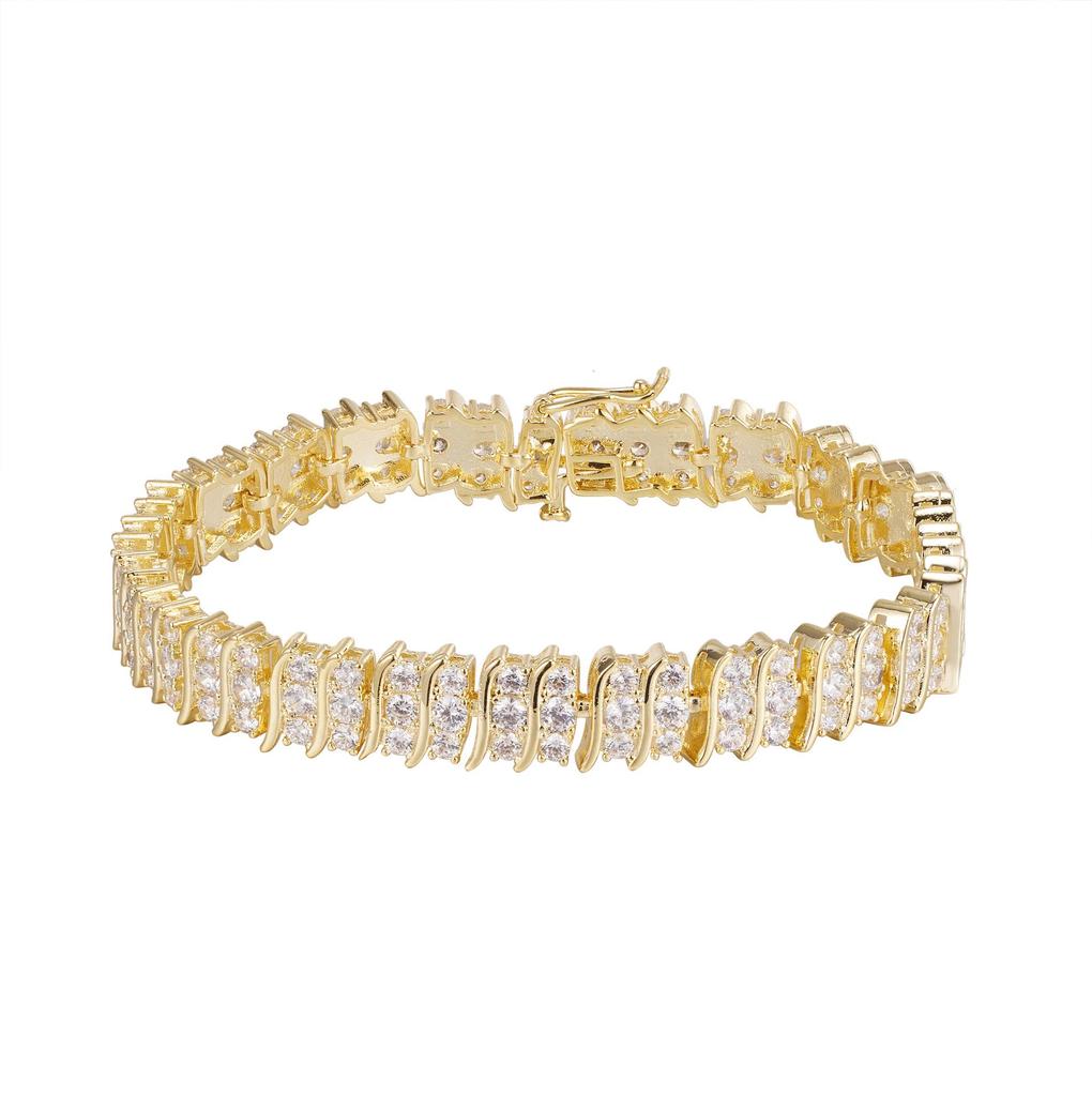 18k Gold-Plated Luxury Diamond Horseshoe Bangle for Women’s Stylish Design