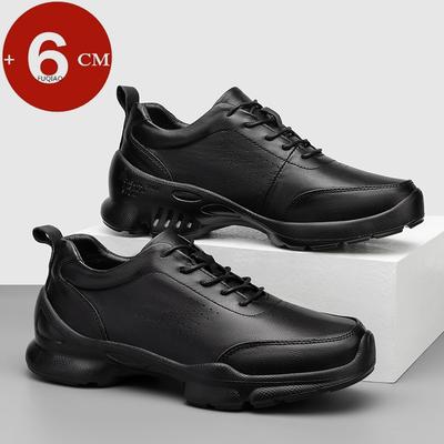 Cow Leather Elevator Shoes Men Luxury Leisure Sports Walking Hiking Cowhide Sneakers Height Increase Breathable Women Sneakers