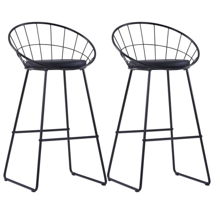 VidaXL Chaises de bar 2 pcs Noir Similicuir