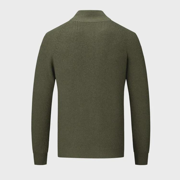 Cardigan tricotat pentru bărbați de toamnă cu guler stand și croială slim fit - Stil coreean