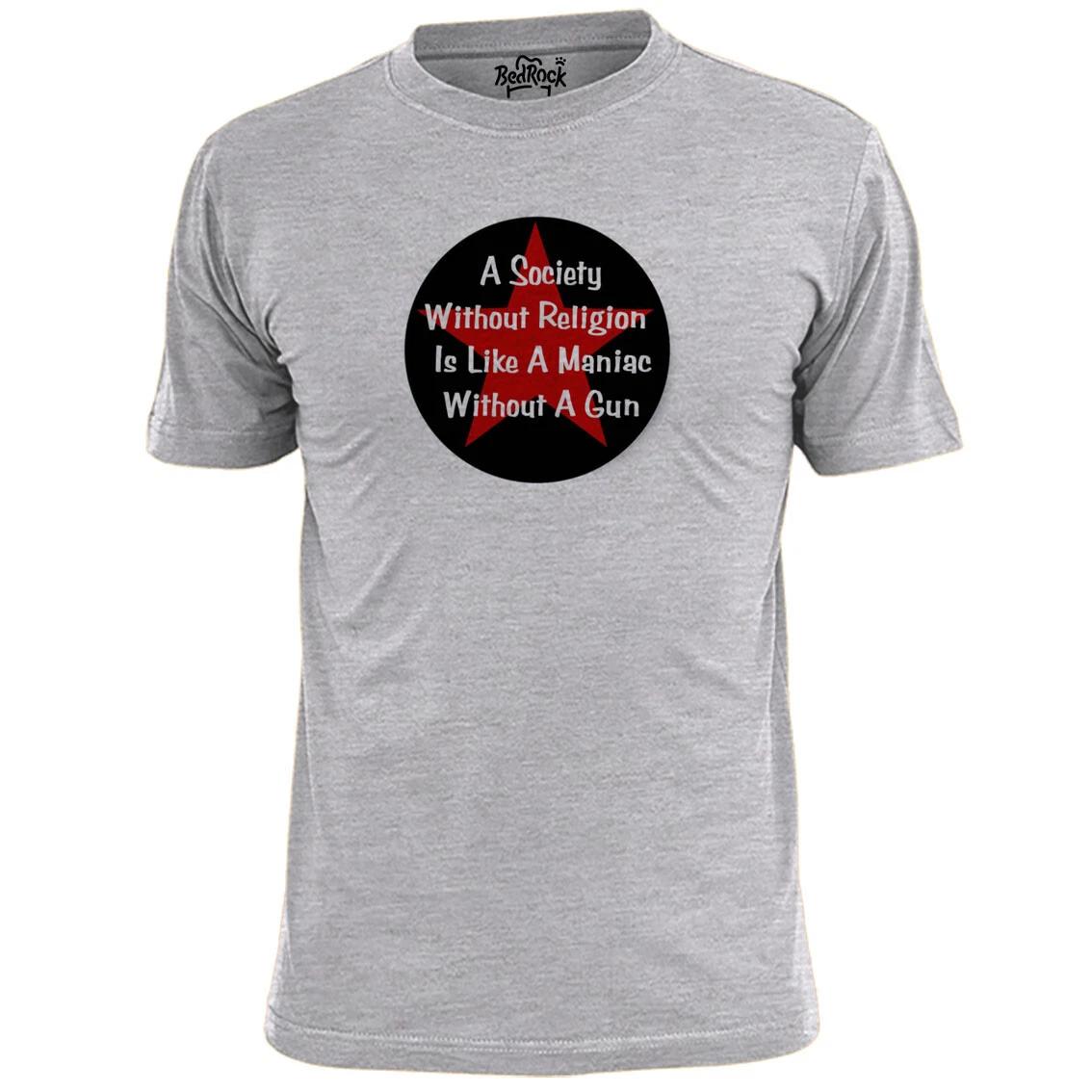 Mens A Society Without Religion Quote T shirt Atheism Atheist Peace S