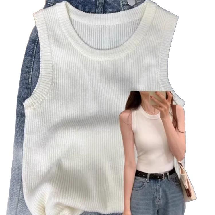 Canotta Lavorata a Maglia Senza Maniche in Seta Ghiacciata da Donna - Design Estivo Sottile, da Sola o a Strati, Nasconde l'Area delle Ascelle