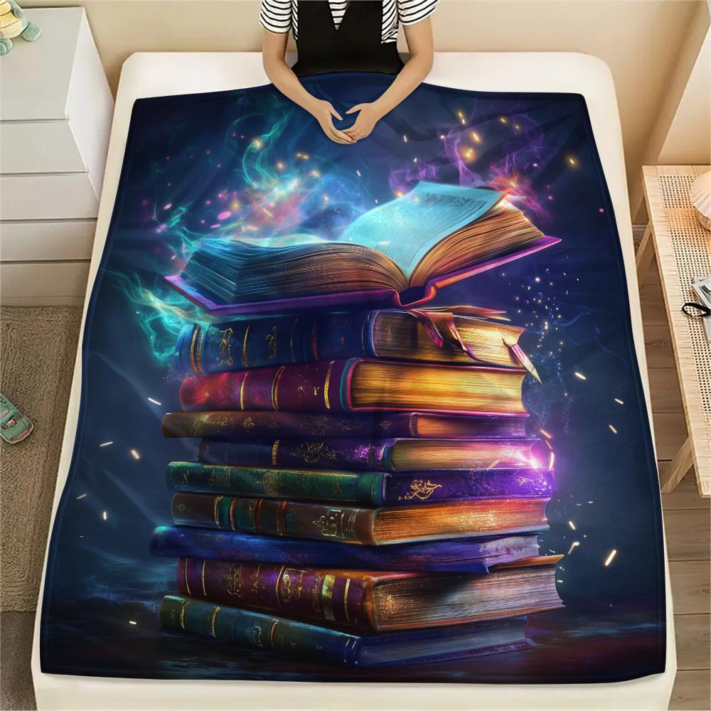 Magic Books  Print Flannel Blanket, High Quality Comfortable for All Seasons, Home Decor, Warmth and Comfort