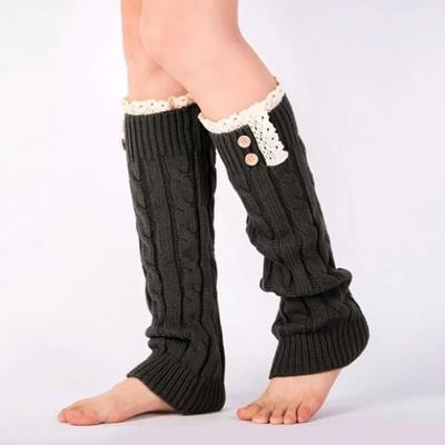 Withmarket Lina Lace Leg Warmers (Charcoal) (45cm)