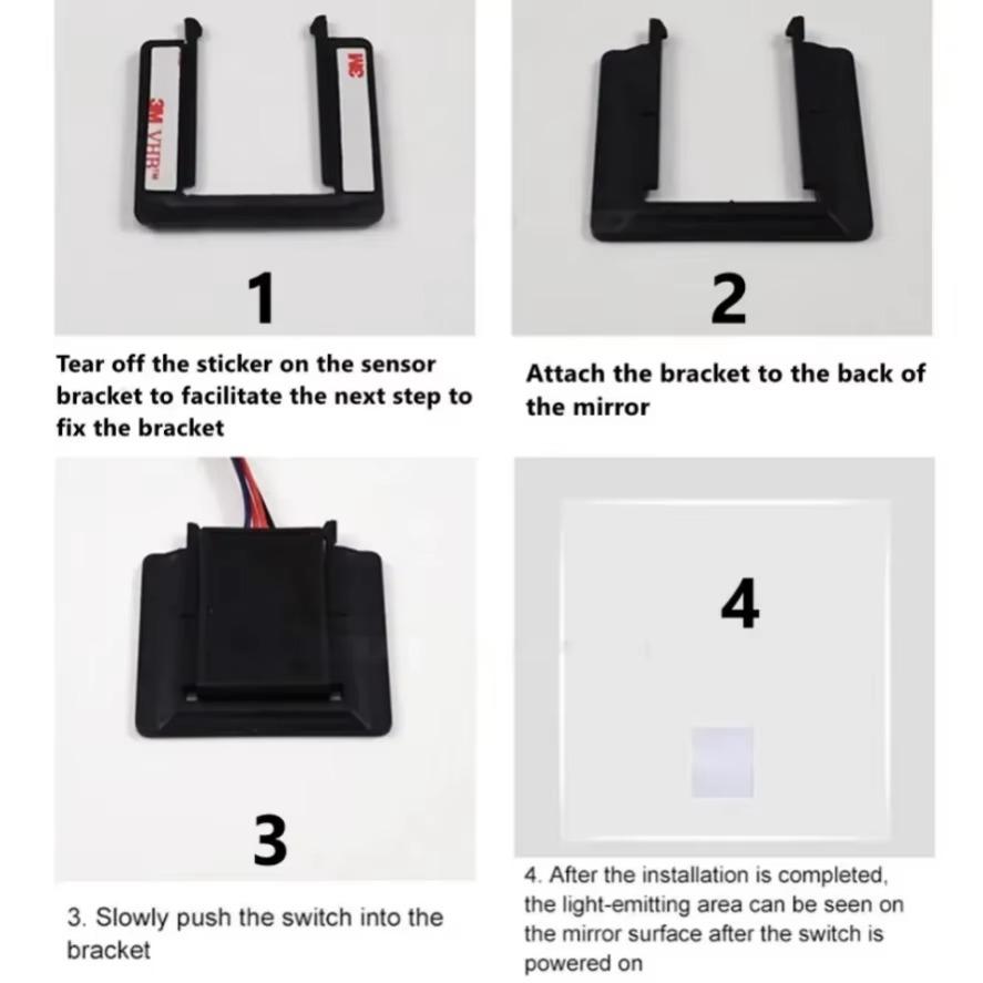 6 Styles Mirror Dimming Touch Switch Bathroom Mirror DC12V 24V Makeup LED Monochrome Electrodeless Dimming Mirror Switch Adjusta