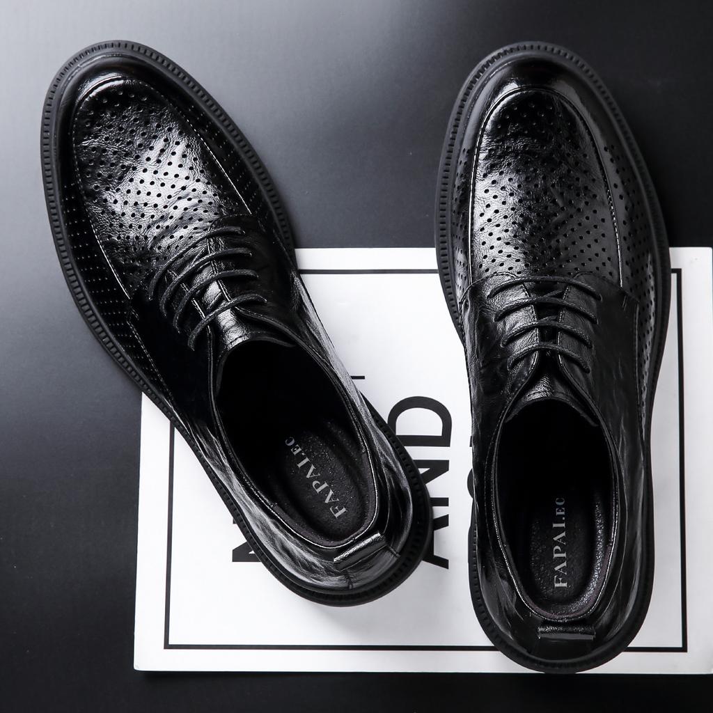 2025 summer hollow leather shoes British style men's shoes business soft sole suit leather shoes breathable and comfortable trend