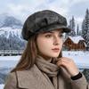 Octagonal Cap Pu Leather Beret British Style Painter Hat Elegant Artist Cap  Women